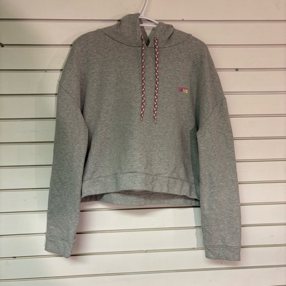 Vans Womens L Grey Cropped Hoodie Easter Pastel Strings Spring Crop Oversized - Picture 1 of 9